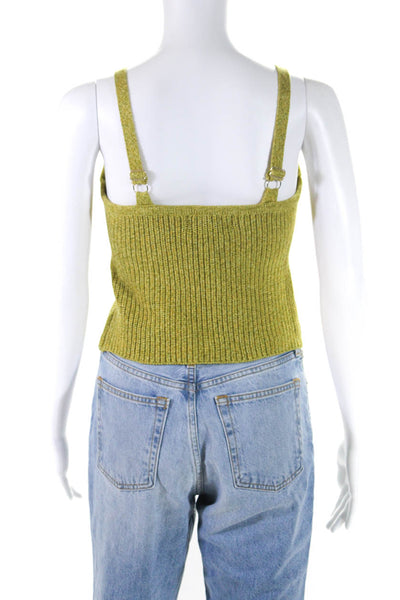 Le Superbe Womens Cotton Knit Sweetheart Neck Cropped Tank Top Green Size S