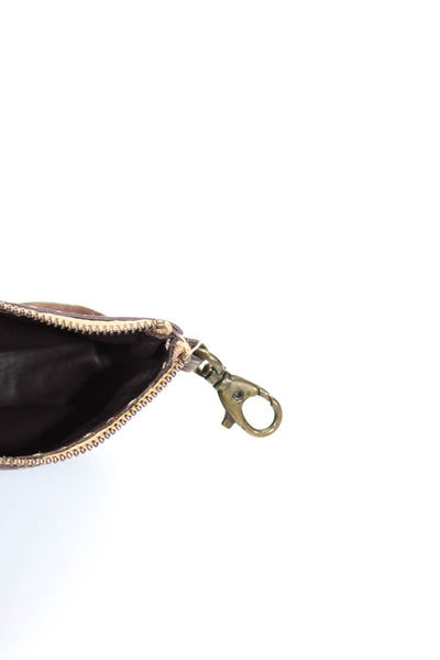 Henry Beguelin Womens Zip Top Leather Pouch Wristlet Dark Brown