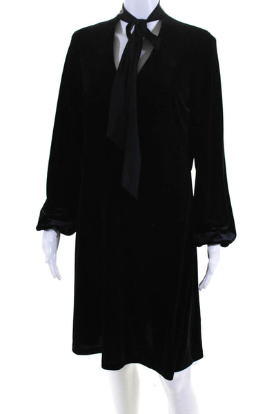 Lauren Ralph Lauren Womens Velvet Key Hole Neck A Line Dress Black Size 12