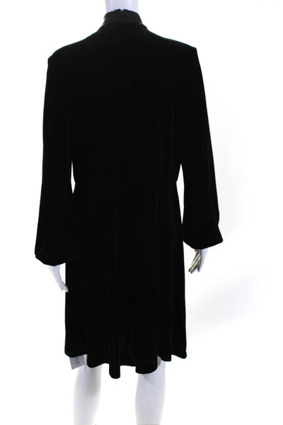 Lauren Ralph Lauren Womens Velvet Key Hole Neck A Line Dress Black Size 12