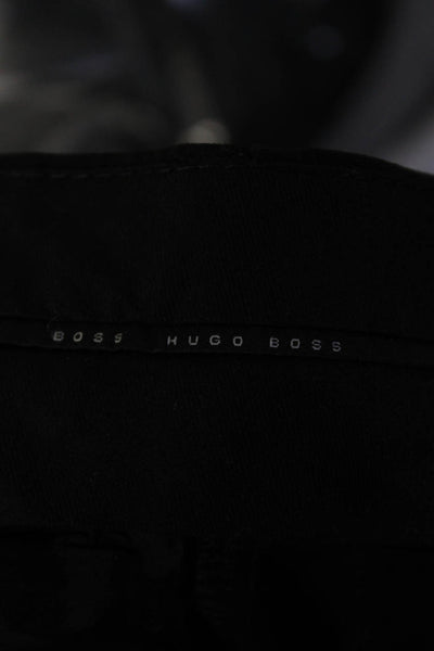Hugo Boss Mens Wool Pleated Hook & Eye Straight Leg Dress Pants Black Size EUR40
