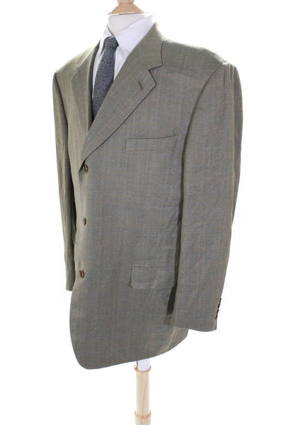 Canali Mens Textured Three-Buttoned Collared Long Sleeve Blazer Beige Size L