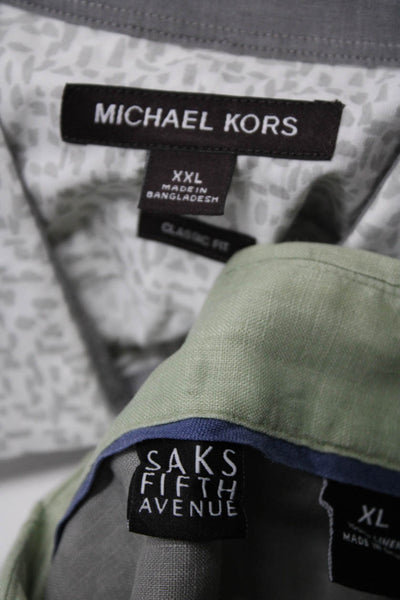Saks Fifth Avenue Michael Kors Mens Spotted Button Tops Green Size XL 2XL Lot 2