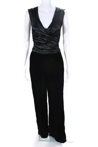 Nicole Miller Collection Womens Draped Zipped Straight Leg Jumpsuit Black Size 2