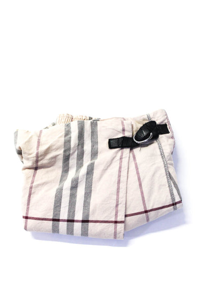 Burberry Girls Cotton Plaid Print Unlined Flared Hem Wrap Skirt Beige Size 2T