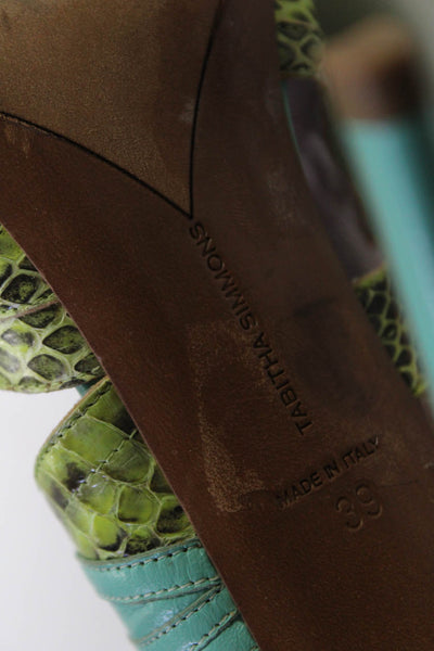 Tabitha Simmons Womens Leather Reptile Print Stilettos Multicolor Size 9US 39EU