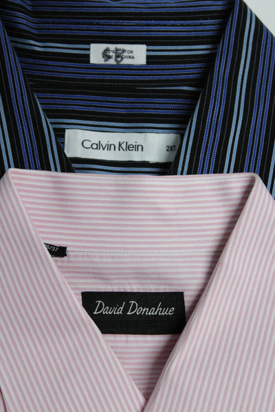 David Donahue Men's Collar Long Sleeves Button Down Shirt Stripe Size 17 Lot 2