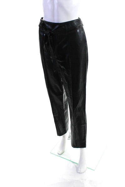 David Lerner Womens Faux Leather Tied Waist Tapered Slim Pants Black Size XL