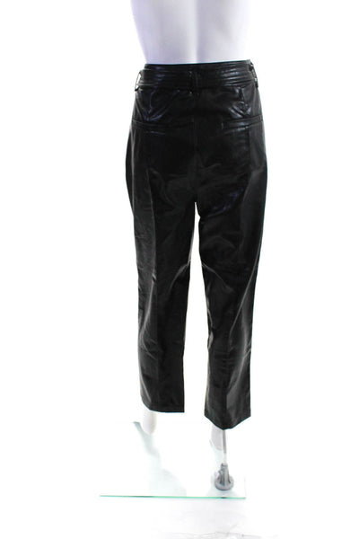 David Lerner Womens Faux Leather Tied Waist Tapered Slim Pants Black Size XL