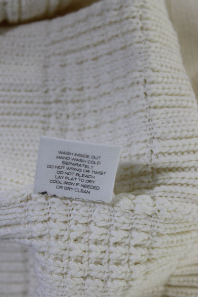 Intermix Womens Three Button V Neck Knit Crop Top White Cotton Size Small