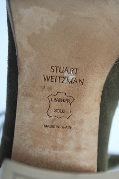 Stuart Weitzman Womens Lace Up Block Heel Booties Brown Suede Size 8.5M