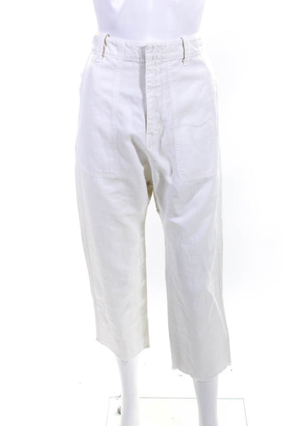 Nili Lotan Women's Cotton Linen Blend High Rise Straight Leg Pants White Size 4