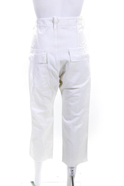 Nili Lotan Women's Cotton Linen Blend High Rise Straight Leg Pants White Size 4