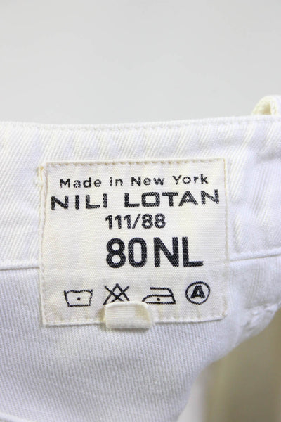 Nili Lotan Women's Cotton Linen Blend High Rise Straight Leg Pants White Size 4