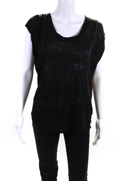 Nation Ltd by Jen Menchaca Women's Sheer Scoop Neck T-Shirt Black Size 2
