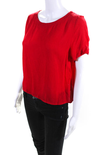 ASTR Women's Scoop Neck Short Sleeve T-Shirt Red Size M