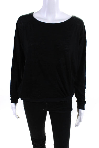 Nation Ltd by Jen Menchaca Women's Long Sleeve Scoop Neck T-Shirt Black Size 2