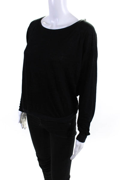 Nation Ltd by Jen Menchaca Women's Long Sleeve Scoop Neck T-Shirt Black Size 2