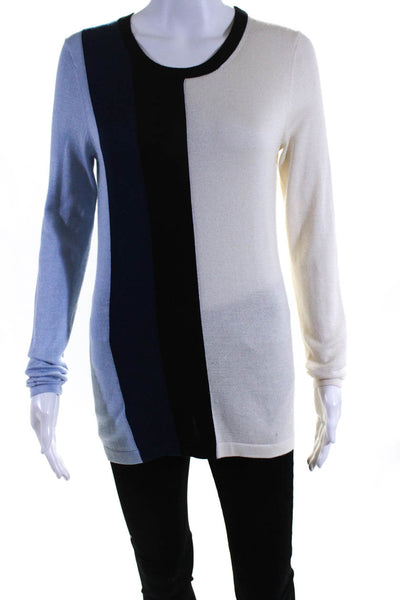 Derek Lam 10 Crosby Womens Pullover Crew Neck Striped Sweater Blue White Medium