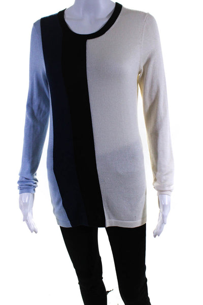 Derek Lam 10 Crosby Womens Pullover Crew Neck Striped Sweater Blue White Medium