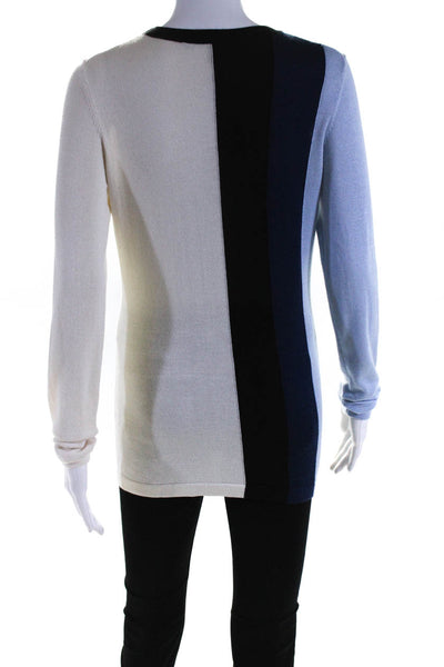 Derek Lam 10 Crosby Womens Pullover Crew Neck Striped Sweater Blue White Medium