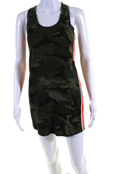 Pam & Gela Womens Cotton Camo Print Sleeveless Round Neck Dress Green Size PS