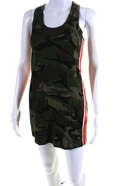 Pam & Gela Womens Cotton Camo Print Sleeveless Round Neck Dress Green Size PS