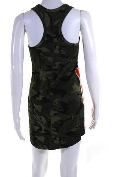 Pam & Gela Womens Cotton Camo Print Sleeveless Round Neck Dress Green Size PS