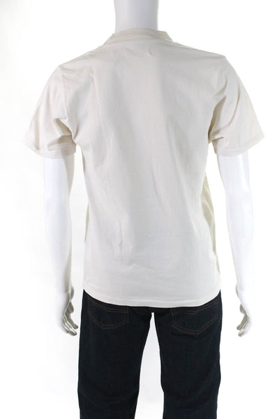 Les Tien Mens Cotton Knit Short Sleeve Crewneck Basic T-Shirt Top Beige Size S