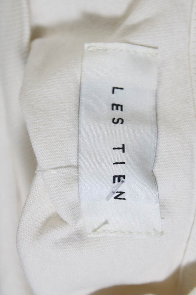 Les Tien Mens Cotton Knit Short Sleeve Crewneck Basic T-Shirt Top Beige Size S