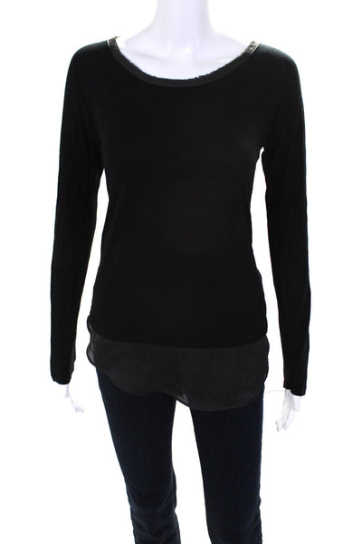 Bordeaux Womens Black Boat Neck Layered Long Sleeve Knit Blouse Top Size XS