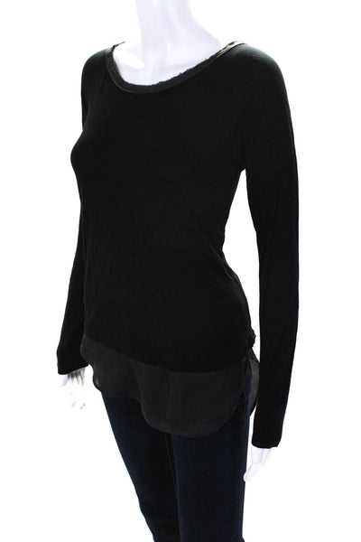 Bordeaux Womens Black Boat Neck Layered Long Sleeve Knit Blouse Top Size XS