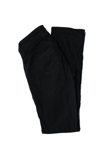 Pepe Jeans Womens Solid Black Low Rise Regular Fit Straight Leg Pants Size 24