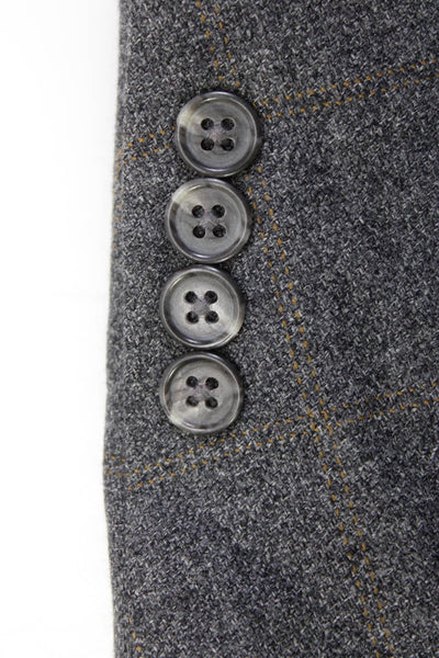 Hart Schaffner Marx Mens Wool Check Print Two Button Blazer Jacket Gray Size 44L