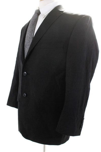 Jos A Bank Mens Wool Notched Lapel Two Button Long Sleeve Blazer Black Size 40S