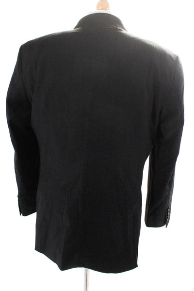 Jos A Bank Mens Wool Notched Lapel Two Button Long Sleeve Blazer Black Size 40S