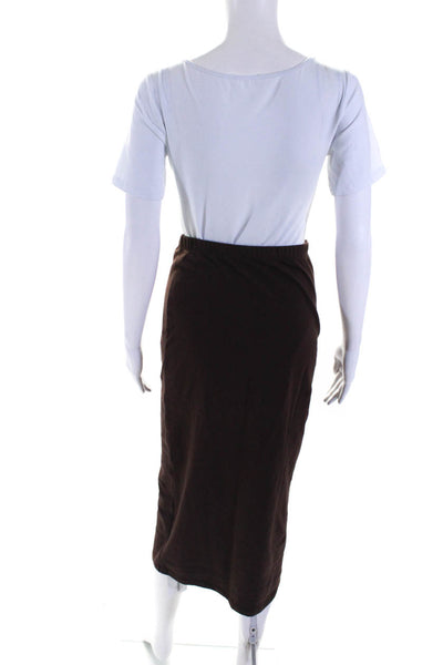 Reformation Womens Elastic Waistband Midi Pencil Skirt Brown Cotton Size Small