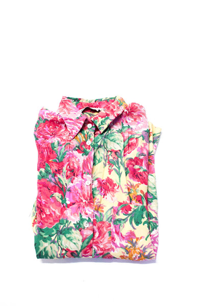 Zara Womens Button Front Floral Shirt Knit Dress Pink Multi Size Small Lot 2