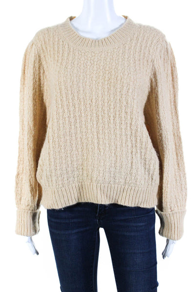 The Westside Women's Long Sleeve Crewneck Pullover Sweater Beige Size L