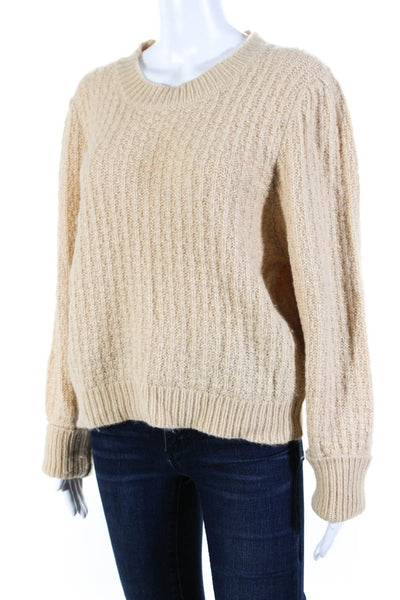 The Westside Women's Long Sleeve Crewneck Pullover Sweater Beige Size L