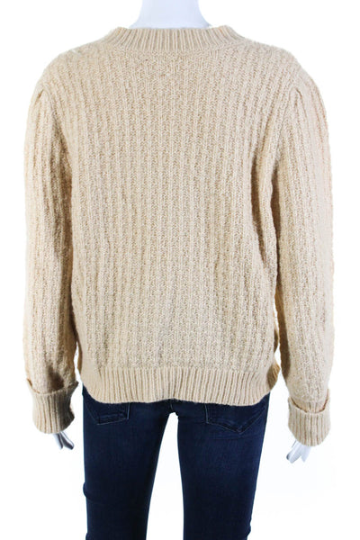 The Westside Women's Long Sleeve Crewneck Pullover Sweater Beige Size L