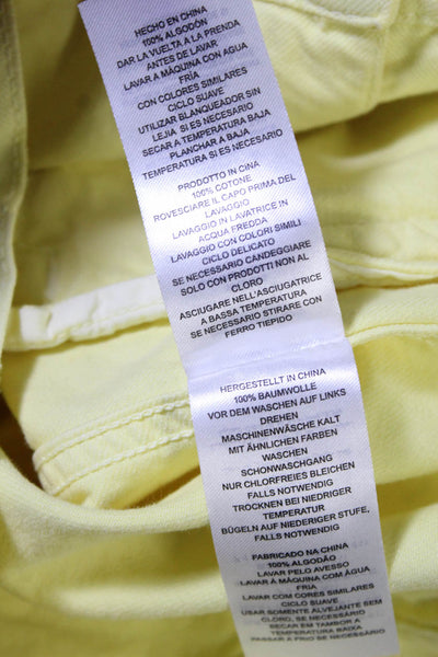 Current/Elliott Womens Cotton Distress Hem Buttoned Denim Jacket Yellow Size 0