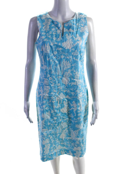 Leggiadro Women's Round Neck Sleeveless A-Line Midi Dress Floral Size 8