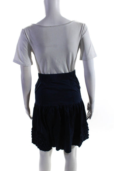 Valentino Women's Elastic Waist Tiered Flare Mini Skirt Blue Size 4