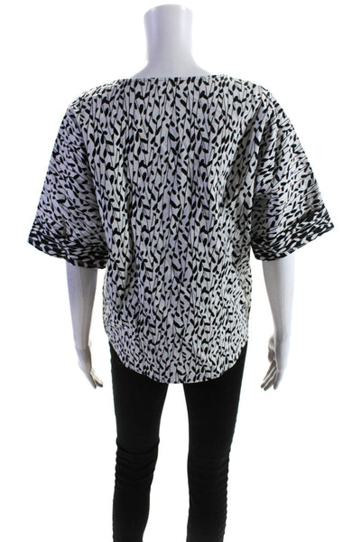 Natori Women's Round Neck Short Sleeve Spotted Dot Blouse Black Size XS