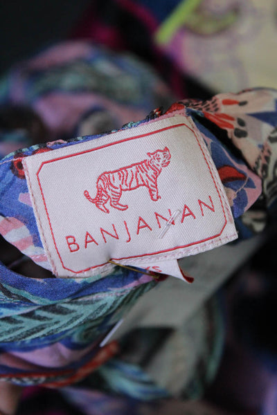 Banjanan Women's Round Neck Long Sleeves Floral Blouse Size XS