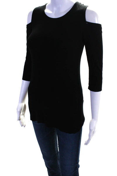 Bailey 44 Women's Long Sleeve Cold Shoulder Blouse Black Size XS