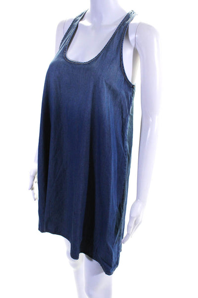 Current/Elliott Women's Cotton Ombre Scoop Neck Shift Dress Blue Size 1