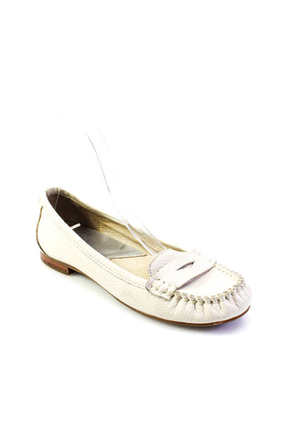 Michael Michael Kors Womens White Leather Slip On Loafer Shoes Size 5.5M