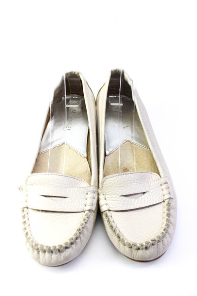 Michael Michael Kors Womens White Leather Slip On Loafer Shoes Size 5.5M